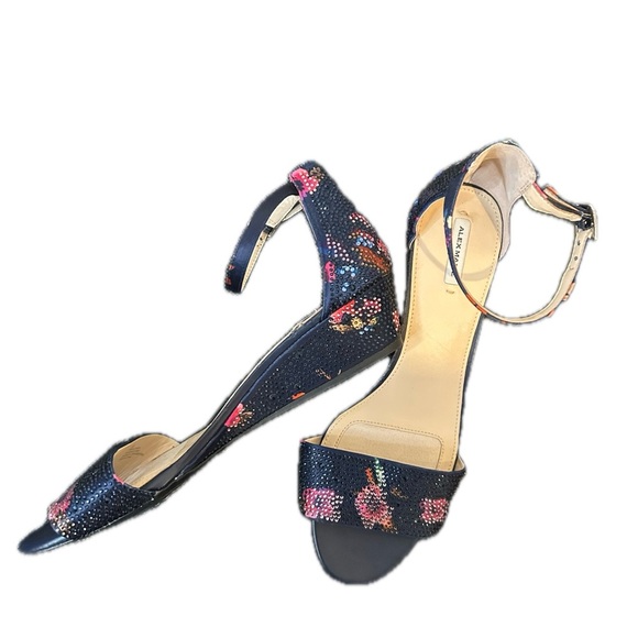 Alex Marie Pink and Blue Floral Ankle Strap Sandals - Picture 1 of 4